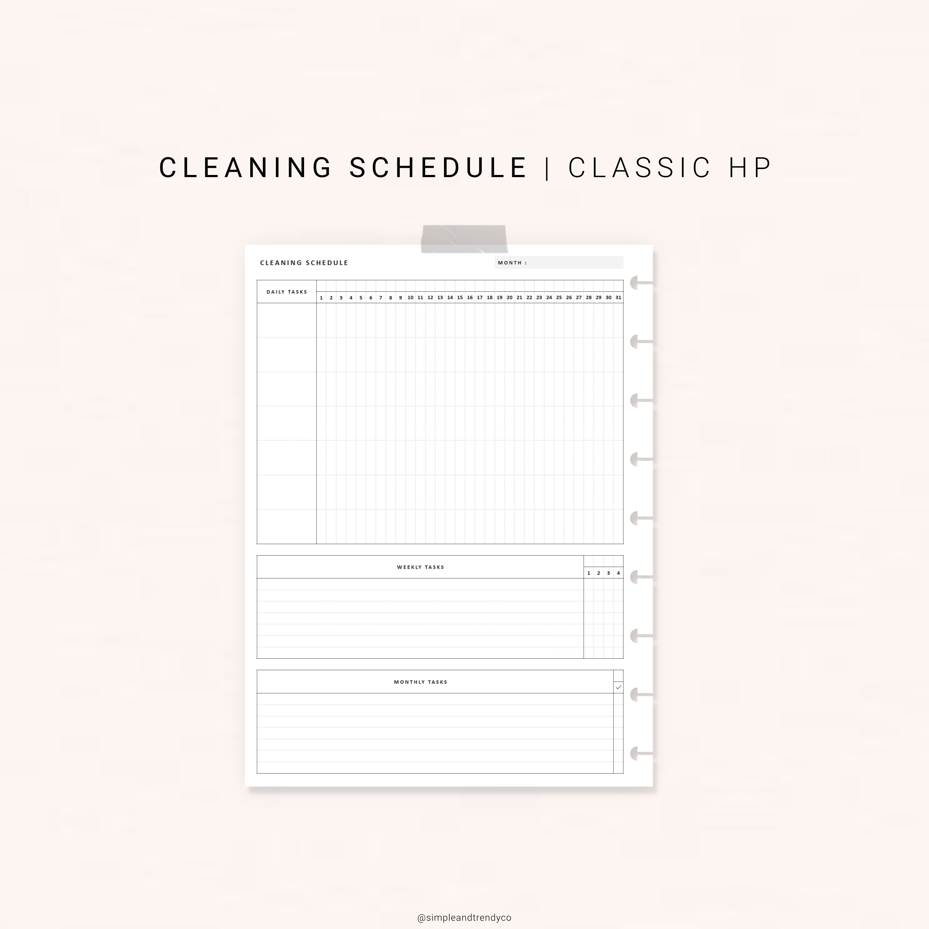 Cleaning Schedule Happy Planner Classic Cleaning List | Etsy