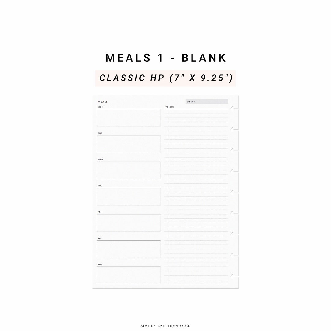 Meal Planner Happy Planner Classic Weekly Meal Plan Template - Etsy