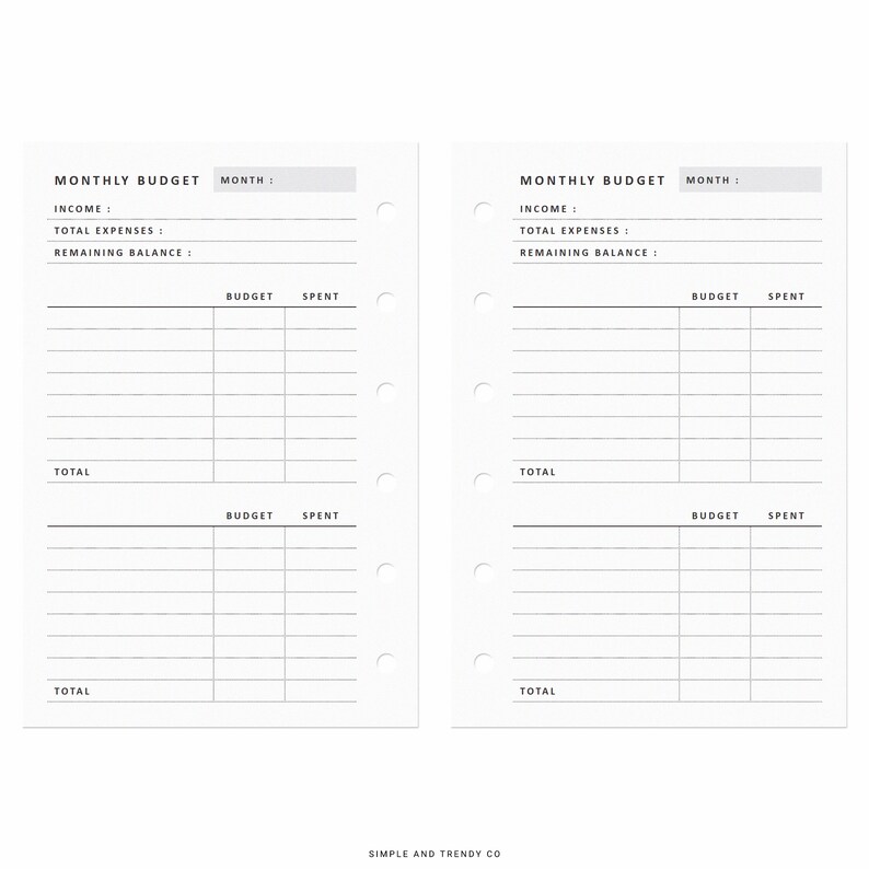 Budget Planner Printable Pocket Size Monthly Budget Template Etsy