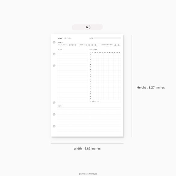 Studie Planer Student Planer Druckbare A5 Planer Einsatze Etsy