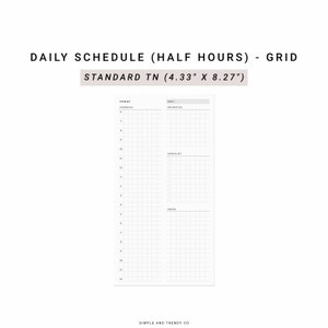 Daily Planner Printable TN Standard Daily Organizers Daily - Etsy