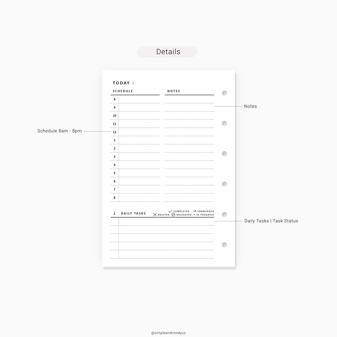 Daily Planner Pocket Size Printable Undated Day Planner Etsy