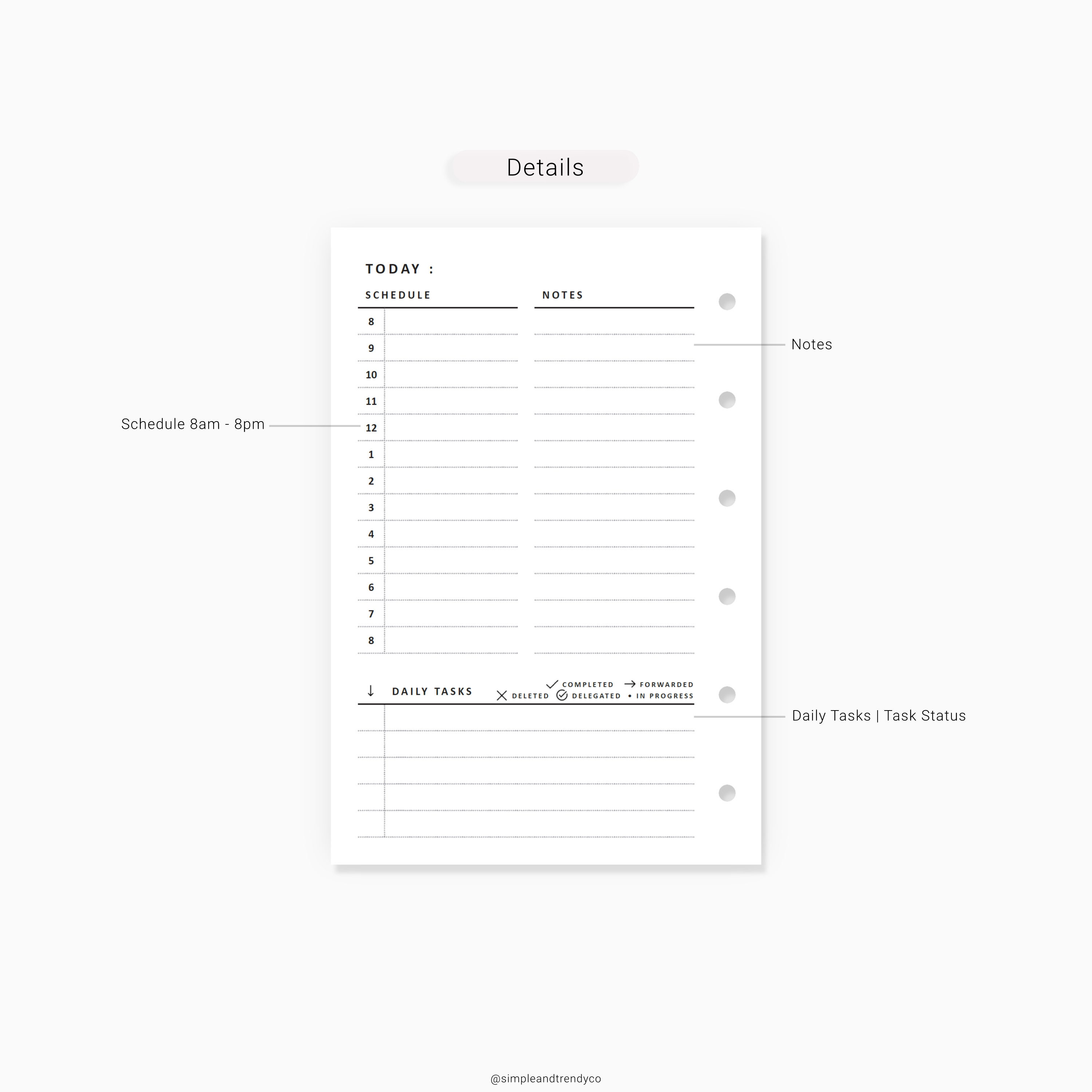 Daily Planner Pocket Size Printable Undated Day Planner Etsy