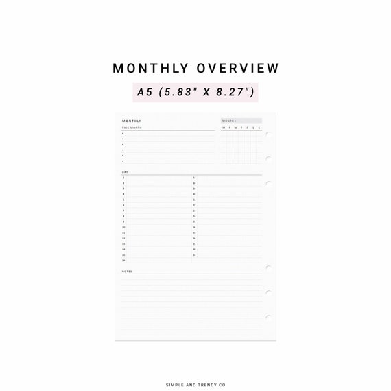 Buy PRINTED Monthly Overview With List A5 Monthly Planner Online in India 