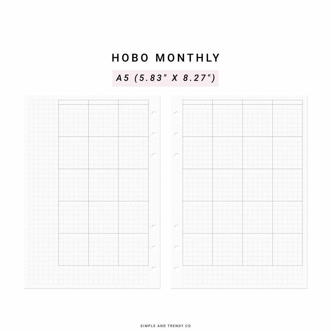 Hobonichi Monthly Planner Template A5 Planner Inserts, Undated Planner ...
