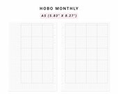 Hobonichi Monthly Planner Template A5 Planner Inserts, Undated Planner A5 Monthly Printable, Month on two pages A5 Monthly Inserts