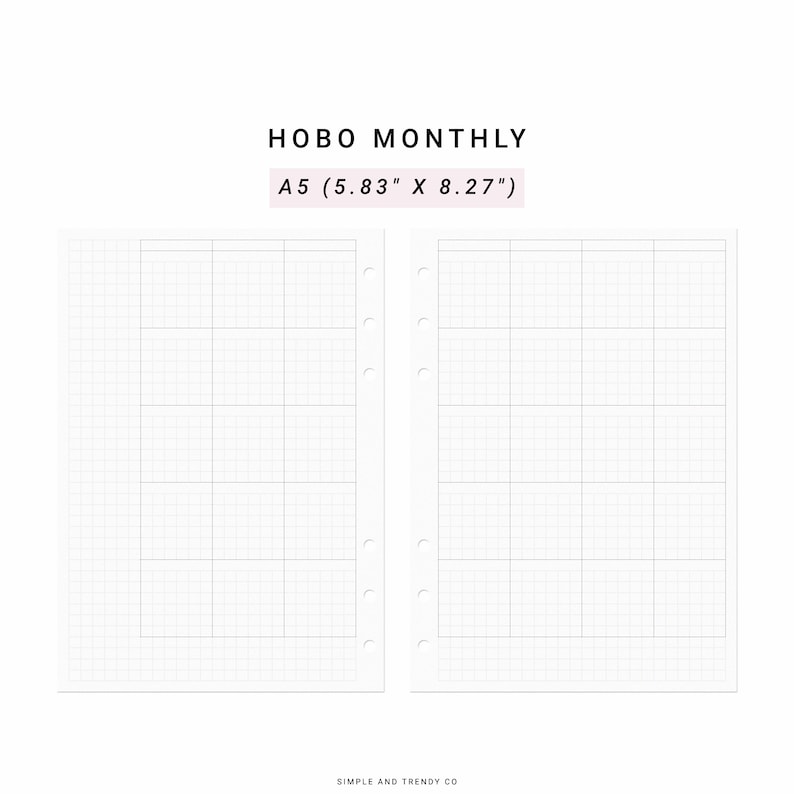 Hobonichi Monthly Planner Template A5 Planner Inserts Undated - Etsy