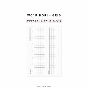 Week on 1 Page WO1P Horizontal Weekly Planner Printable Pocket size