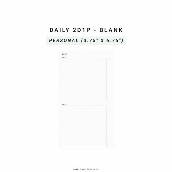 2 Days on 1 Page Personal Planner Inserts Printable Daily - Etsy