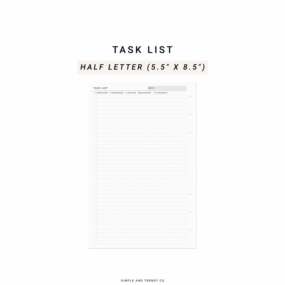 Printable to Do List Half Size Half Letter Inserts, Daily to Do List ...