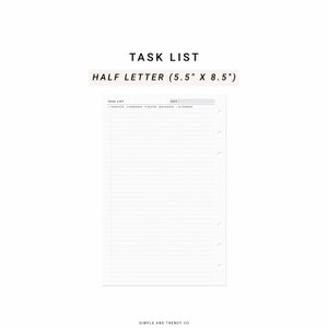Printable to Do List Half Size Half Letter Inserts, Daily to Do List ...
