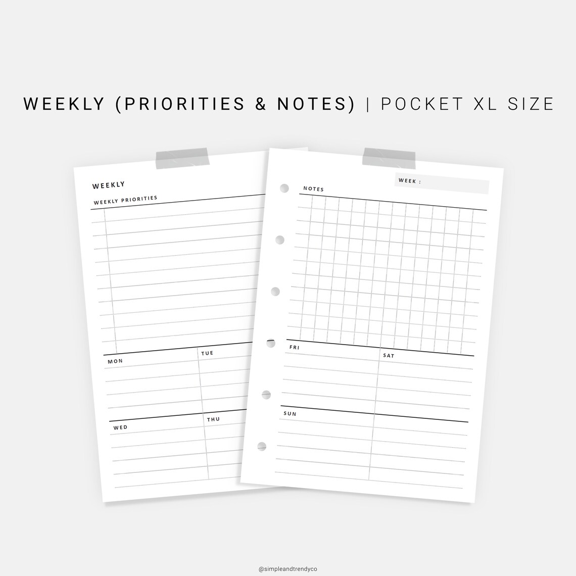 Weekly Planner Pocket XL Weekly Agenda WO2P Printable Etsy