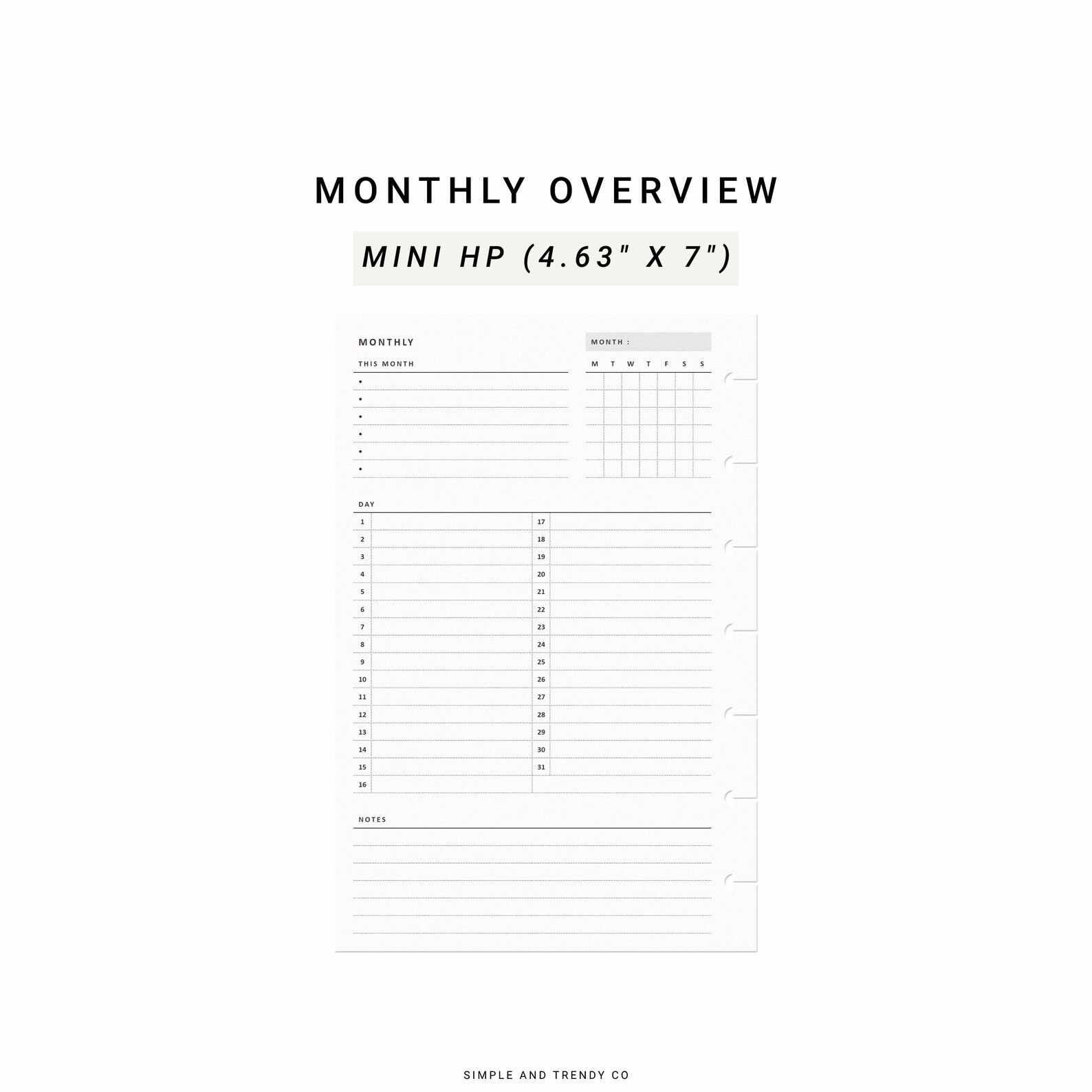 Monthly Overview Printable Happy Planner Mini Month on a - Etsy