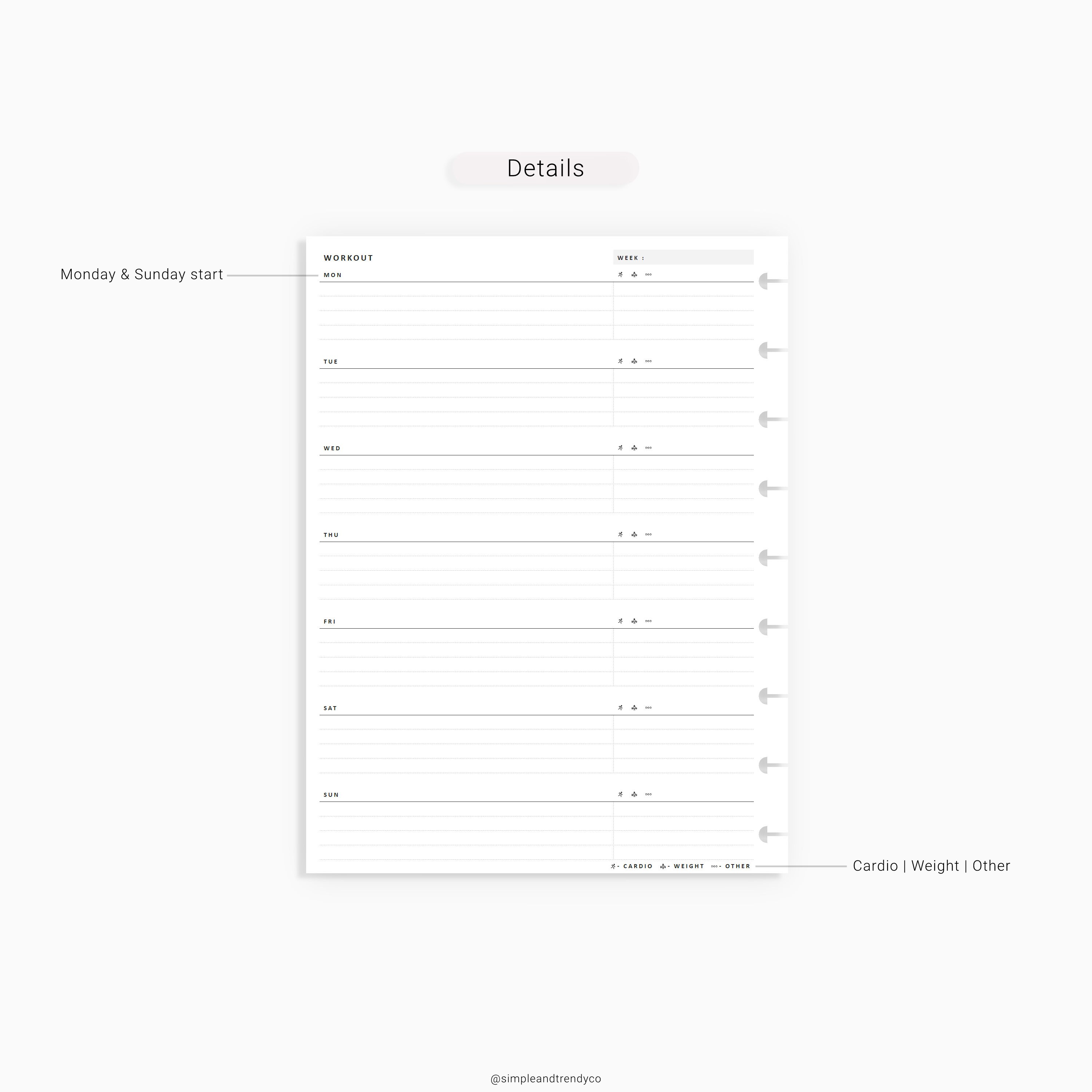 Workout Tracker Happy Planner Classic Printable Weekly Etsy