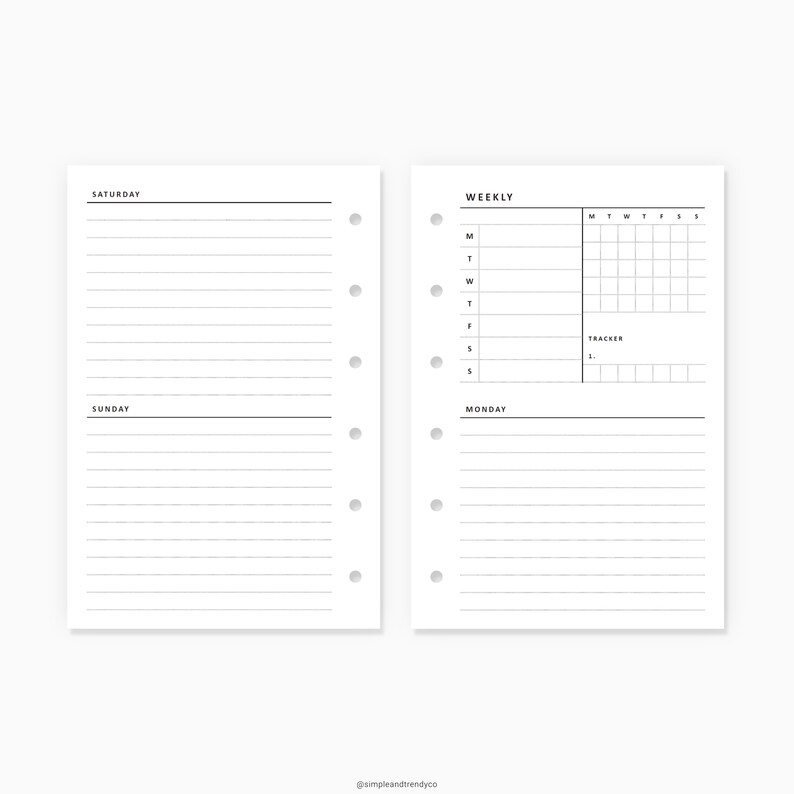 Undated Weekly Planner Printable Pocket Size Weekly Schedule | Etsy