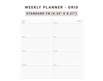 Weekly Planner Printable Standard TN, Weekly Schedule Printable, Weekly Planner Template, Weekly Planner Agenda