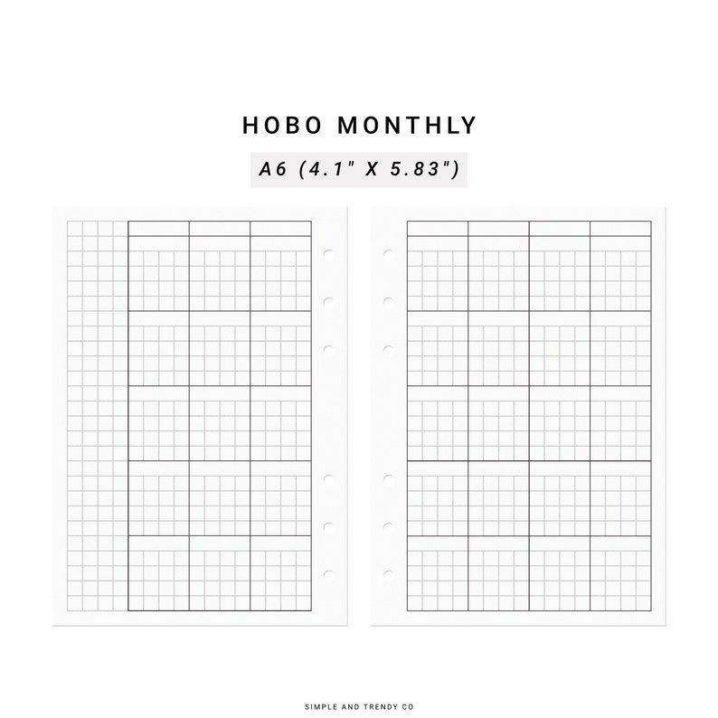 Hobonichi Monthly Planner Template A6 Inserts Undated Planner - Etsy