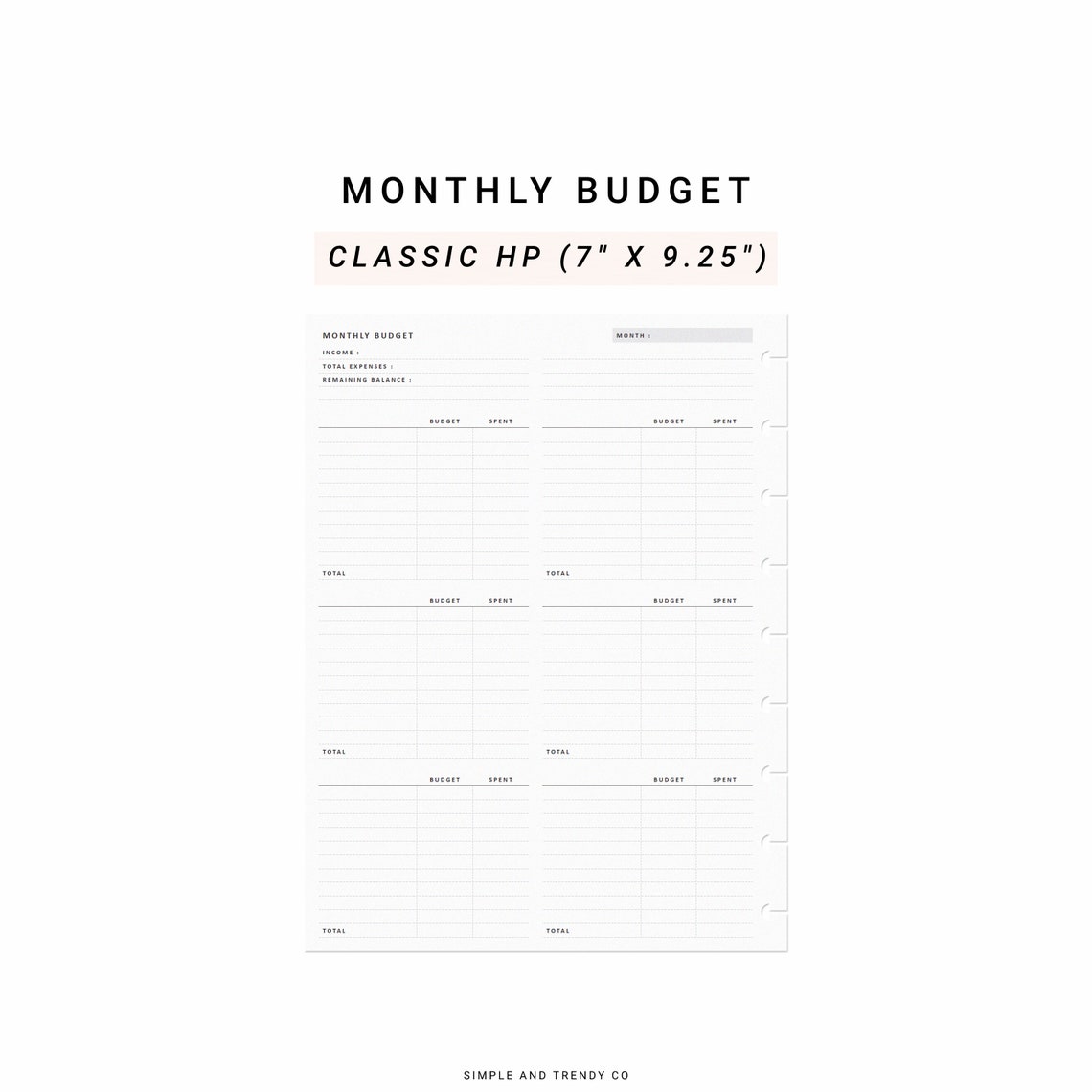 Budget Planner Printable Happy Planner Classic Monthly Budget - Etsy