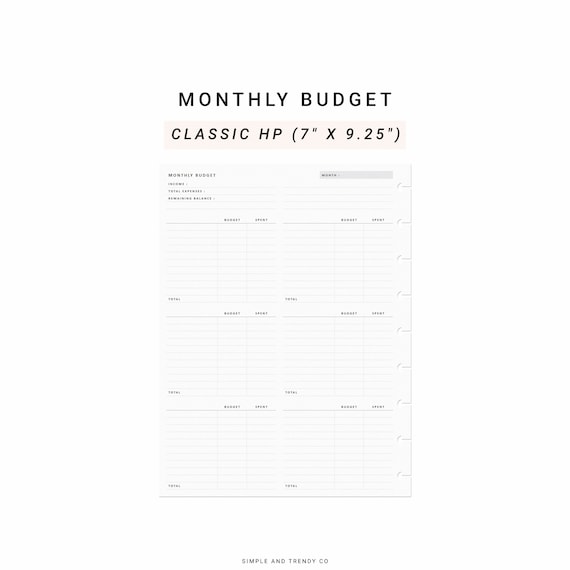 Budget Planner Printable Happy Planner Classic Monthly Budget - Etsy
