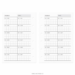 Year at A Glance Pocket Size, Yearly 1 Page, Yearly Planner, Printable ...