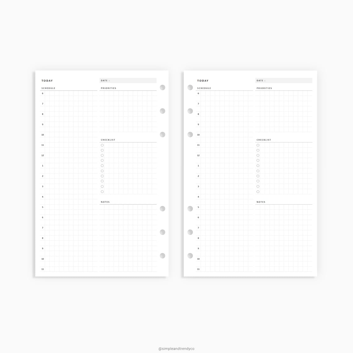 Daily Planner Printable Half Size Half Letter Inserts Daily | Etsy