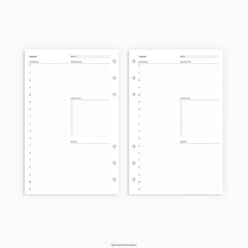 Daily Planner Printable Half Size Half Letter Inserts Daily | Etsy