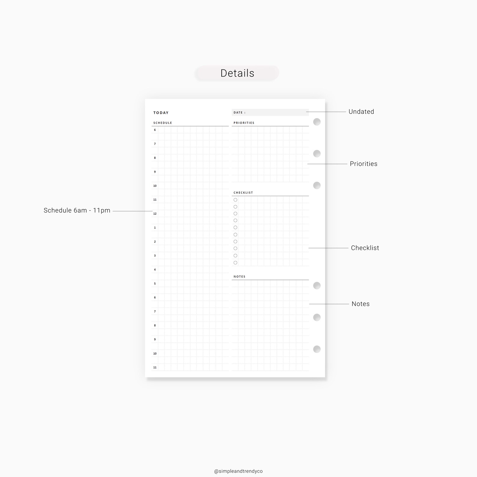 Daily Planner Printable Half Size Half Letter Inserts Daily | Etsy