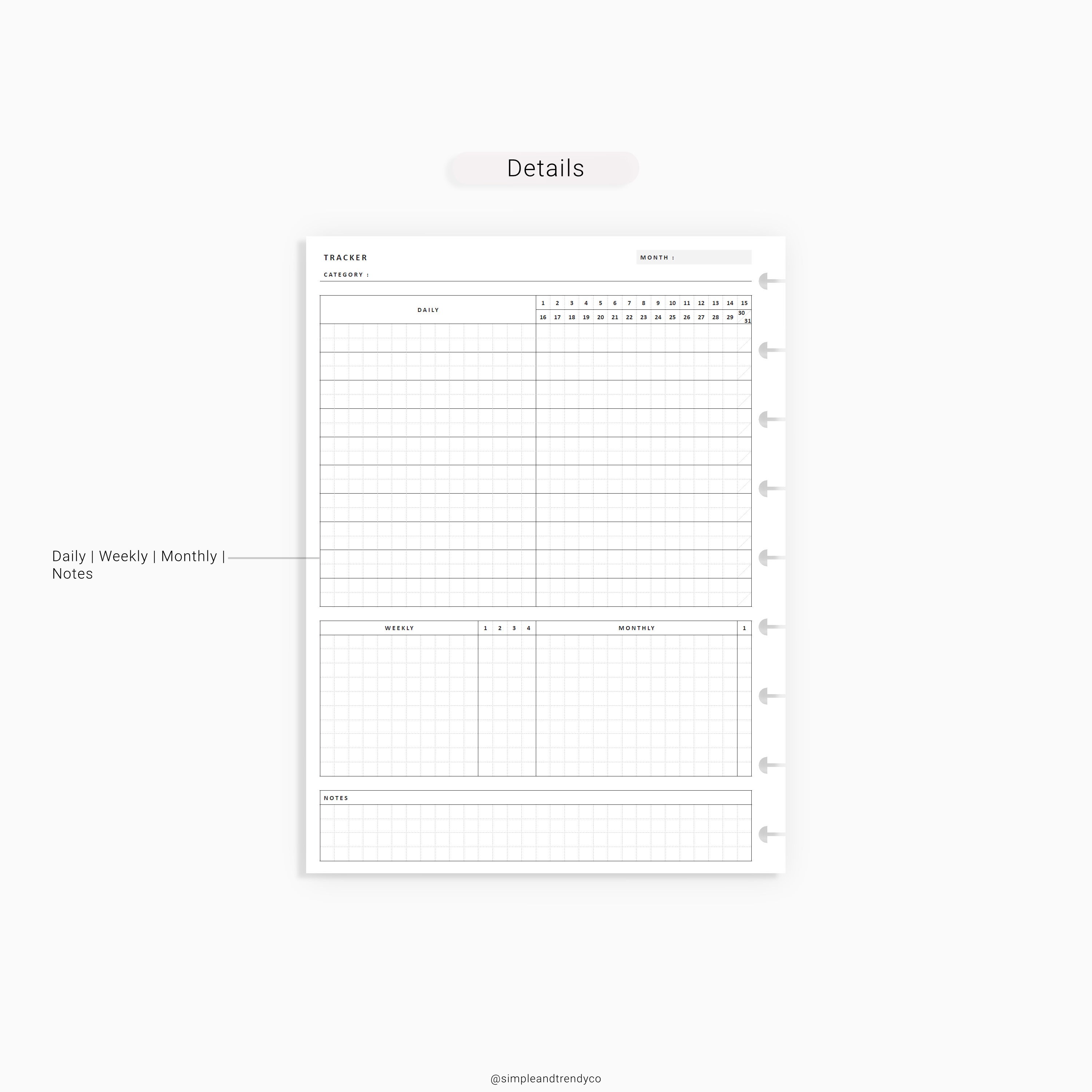Monthly Tracker Printable Happy Planner Classic Skin Care | Etsy