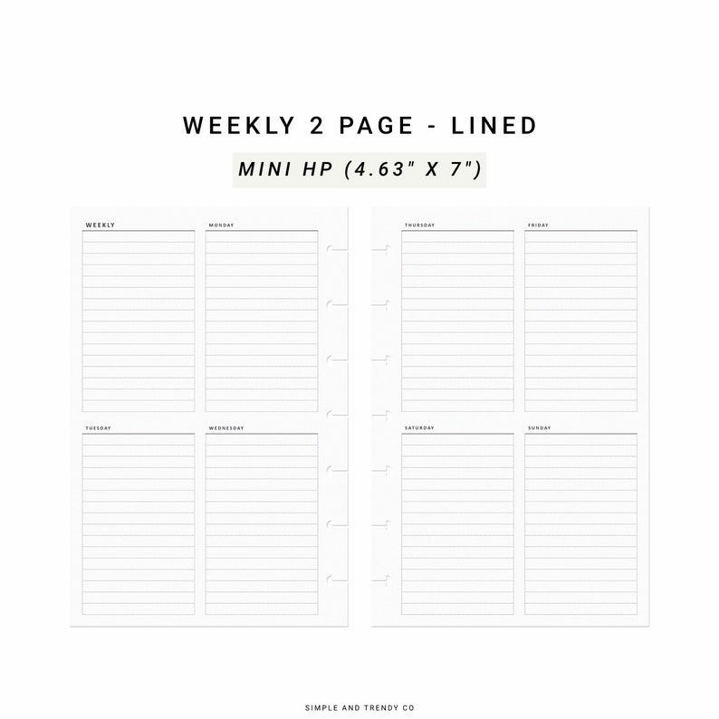 Week on 2 Two Pages Happy Planner Mini Weekly Agenda Vertical Etsy