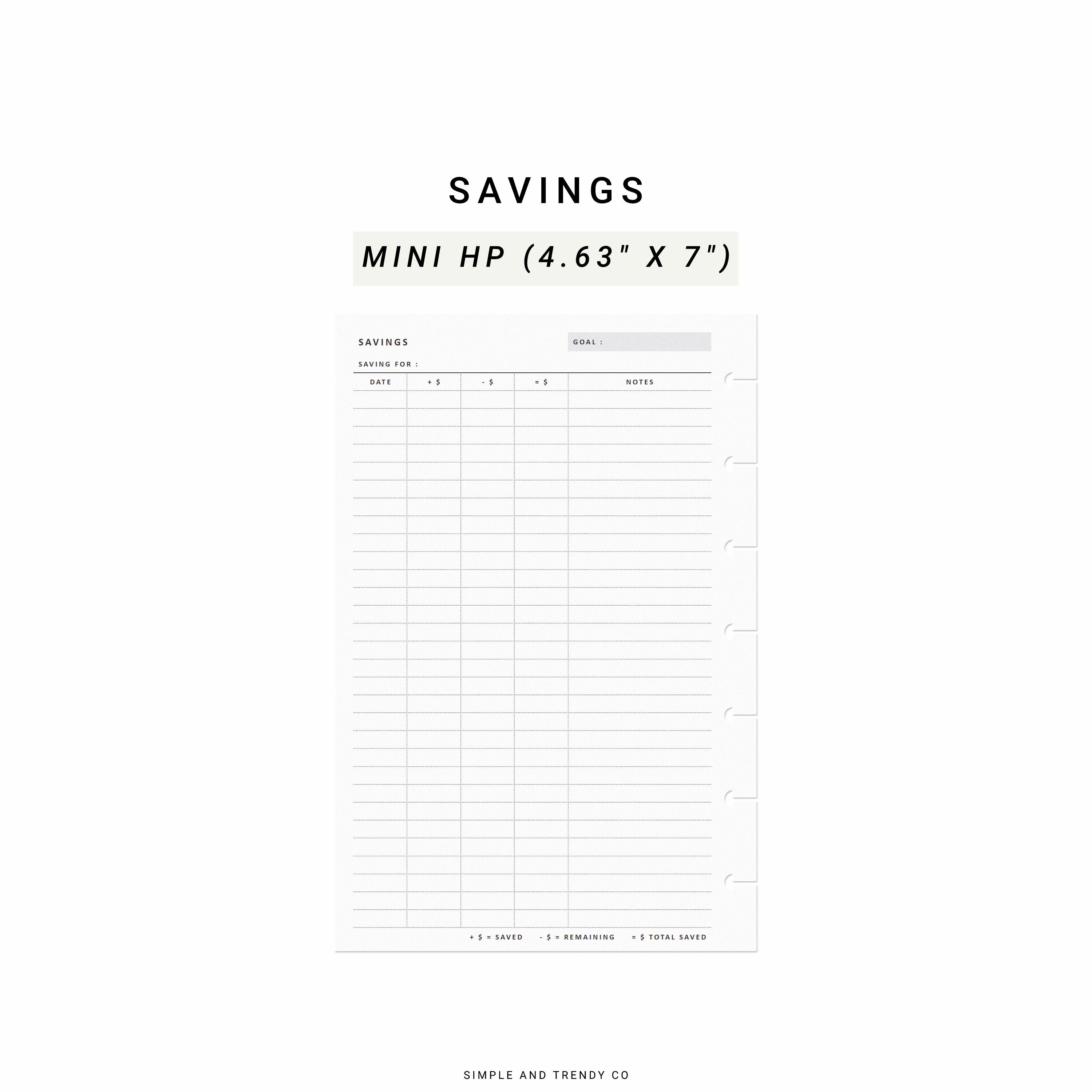 Savings Tracker Printable Happy Planner Mini - Etsy