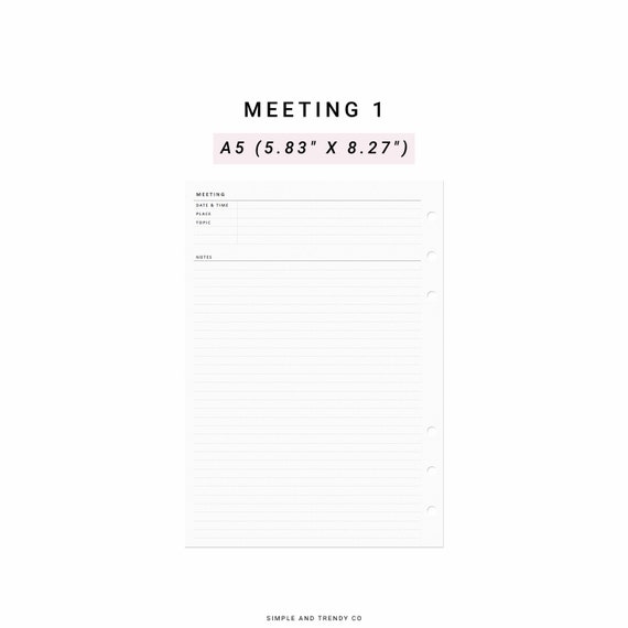 Meeting Notes: A5 Planner Inserts