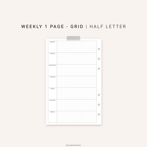 Daily Planner Printable Half Size Half Letter Inserts Daily | Etsy