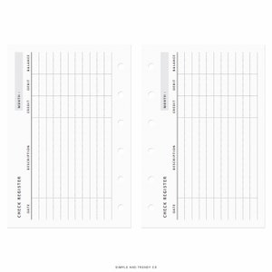Checking Register Horizontal Pocket Size, Checkbook Register, Printable ...