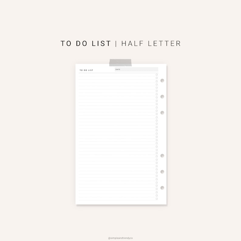 Printable to Do List Daily to Do List Half Size Half Letter | Etsy