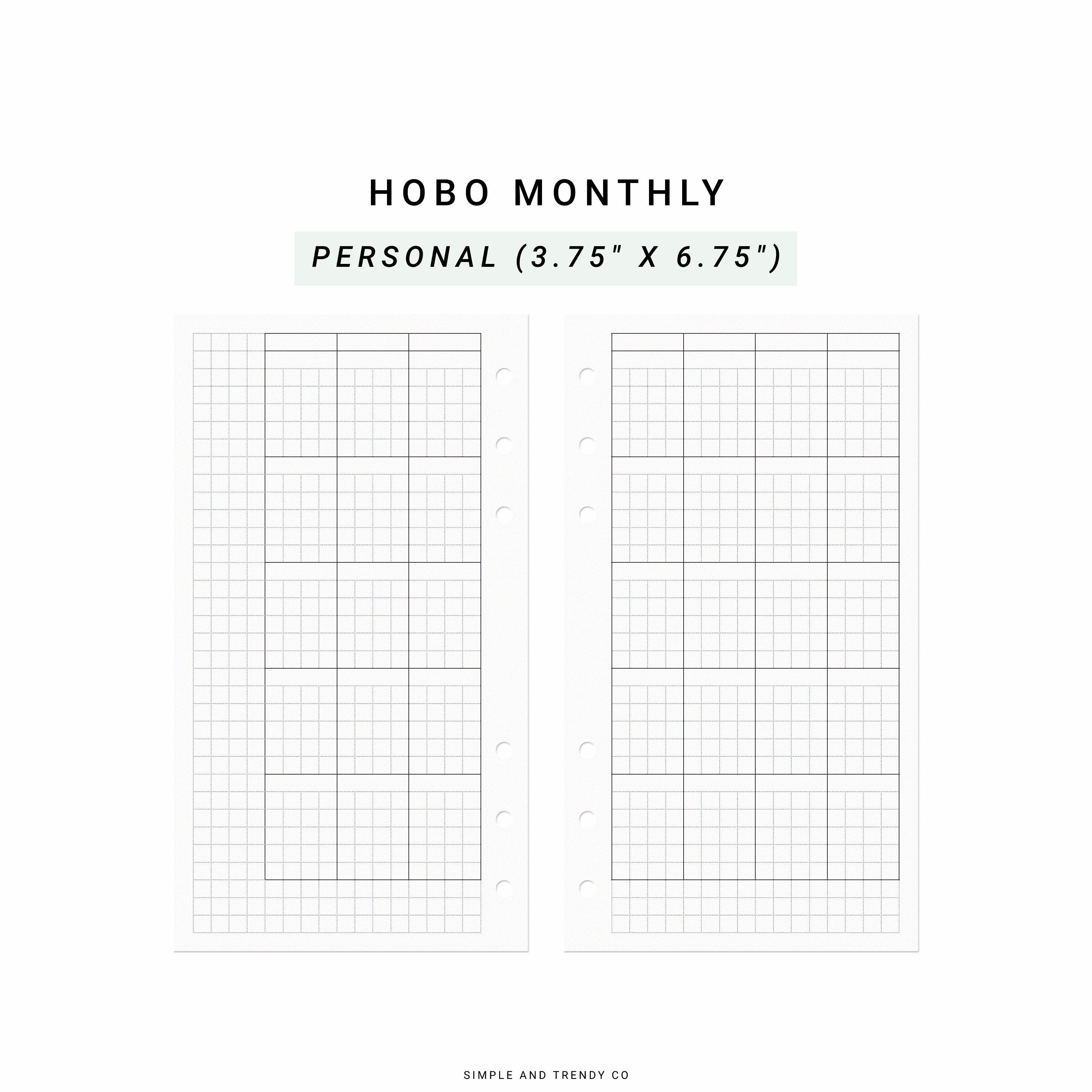Hobonichi Monthly Planner Template Personal Planner Inserts - Etsy