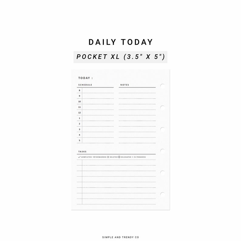 Daily Planner Pocket XL Printable Undated Day Planner Hourly Etsy