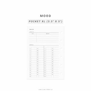 Mood Tracker Pocket XL, Monthly Yearly Mood, Anxiety Emotions Tracker, Emotions Log