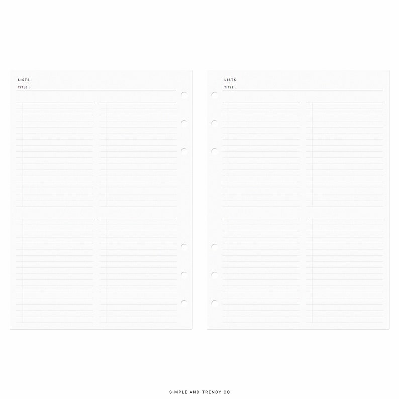 To Do List A5 Planner Inserts Grocery List Shopping List Etsy