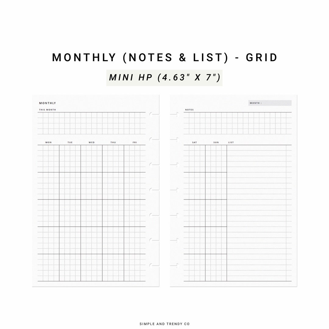 Monthly Planner Happy Planner Mini, Printable Monthly Notes, Monthly to ...