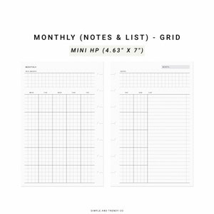 Monthly Planner Happy Planner Mini, Printable Monthly Notes, Monthly to ...