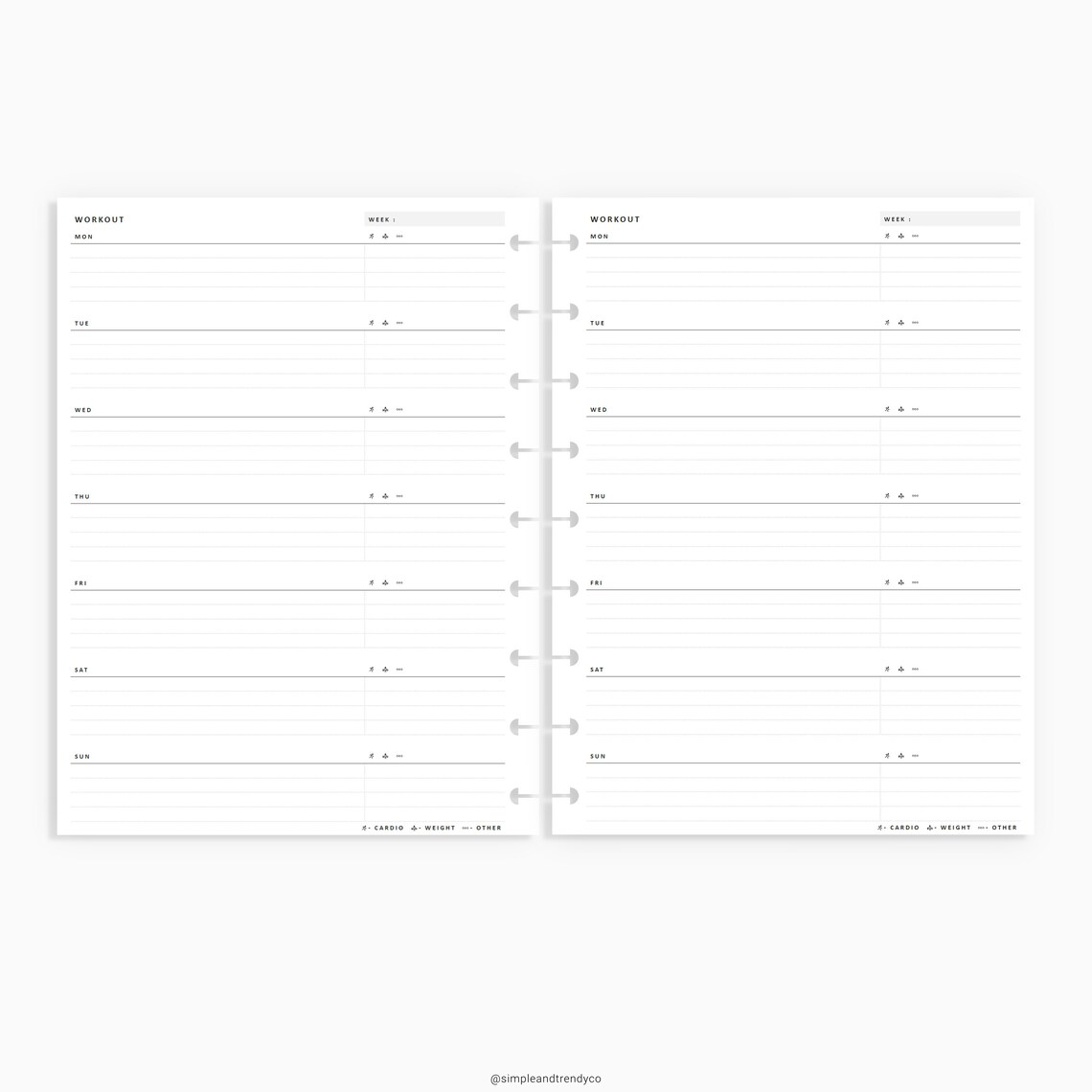 Workout Tracker Happy Planner Classic Printable Weekly Etsy