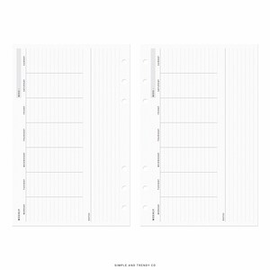 Week on 1 Page WO1P Horizontal Weekly Planner Printable Half Size Half ...