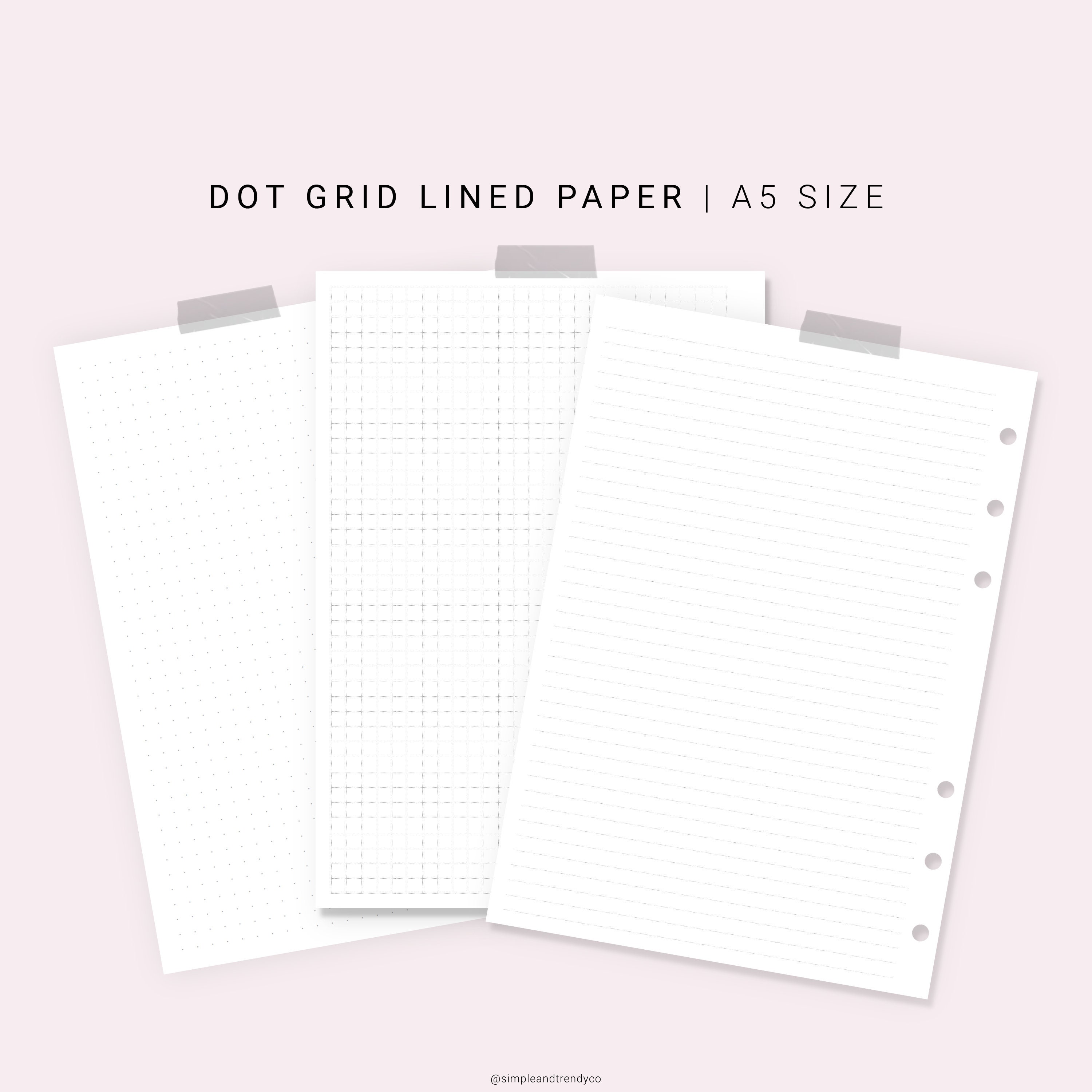 study note paper dotted grid a5 planner inserts printable etsy