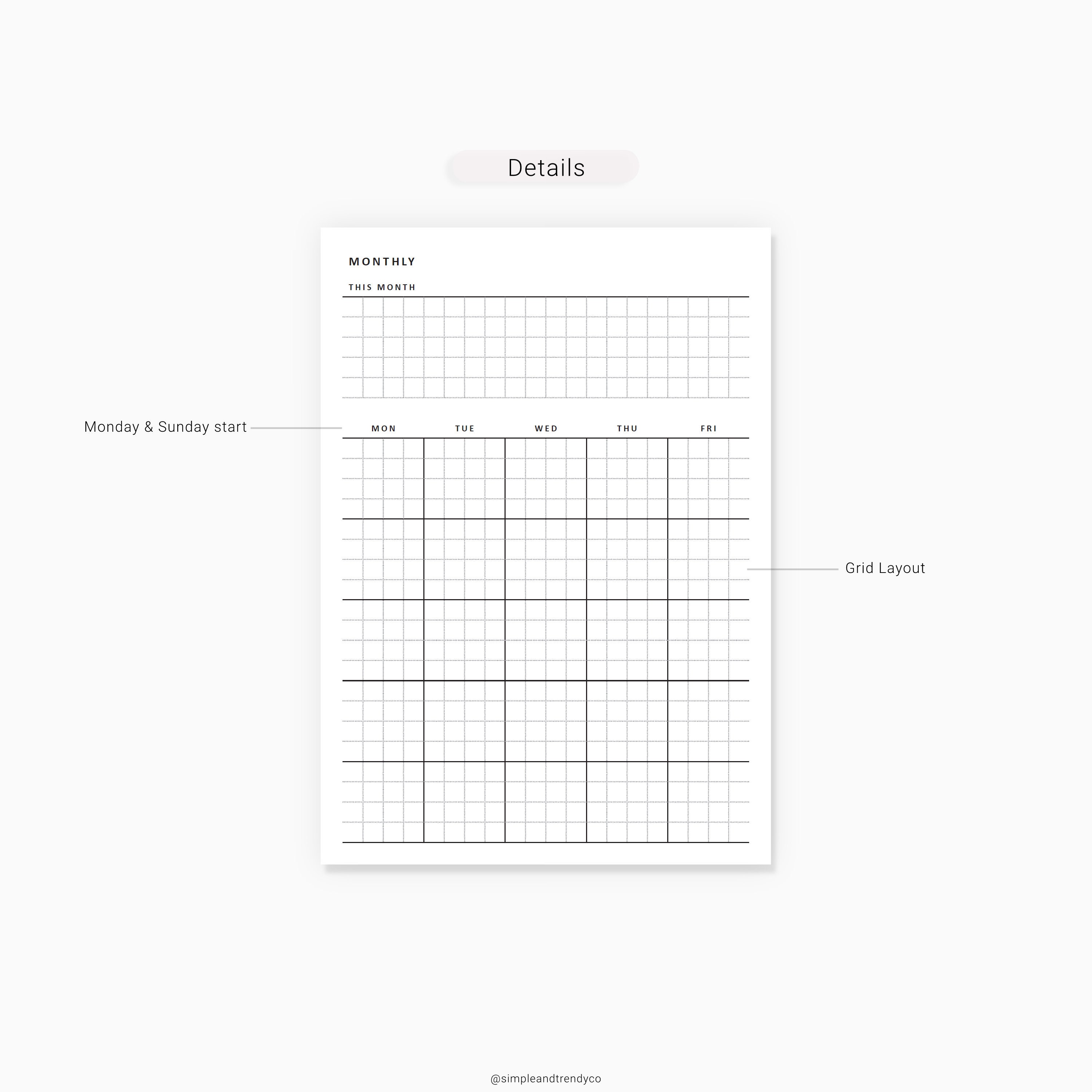 Monthly Planner A6 TN Printable Monthly Notes Monthly To Do | Etsy