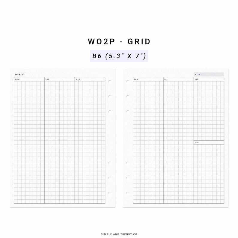 Vertical Weekly Planner B6 Inserts Weekly Agenda WO2P Weekly - Etsy