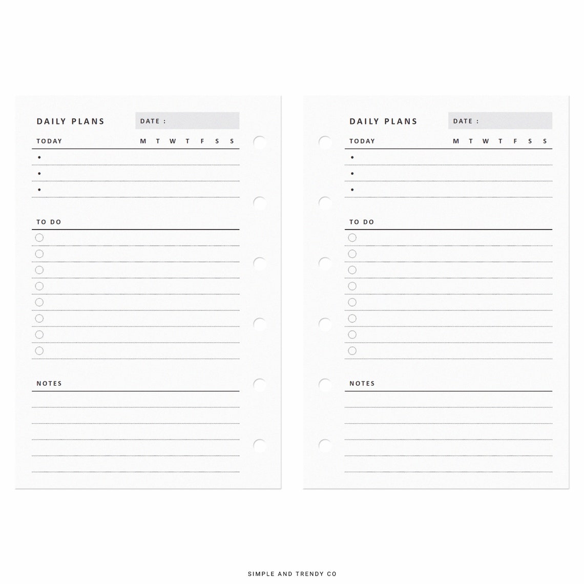 Daily Planner Printable Pocket Size Daily Organizer Daily Etsy