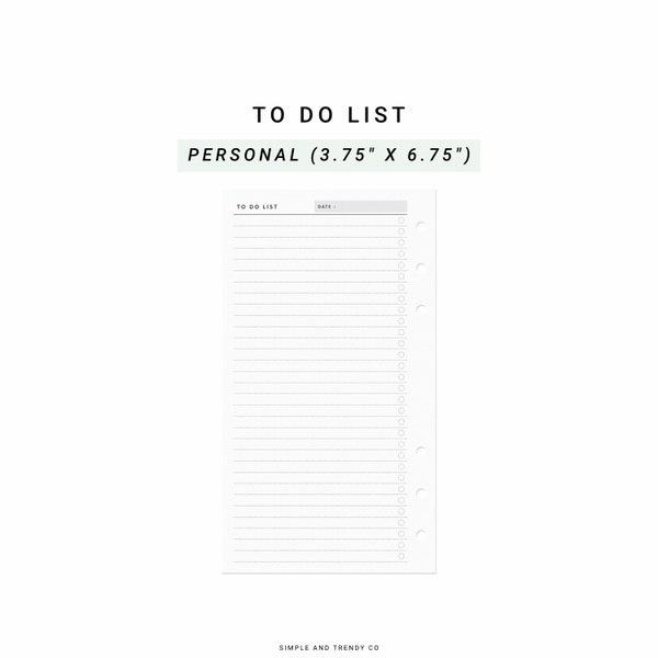 Printable To Do List, Daily To Do List Personal Planner Inserts, To Do Organizer, Organizer List Filofax Personal Refills