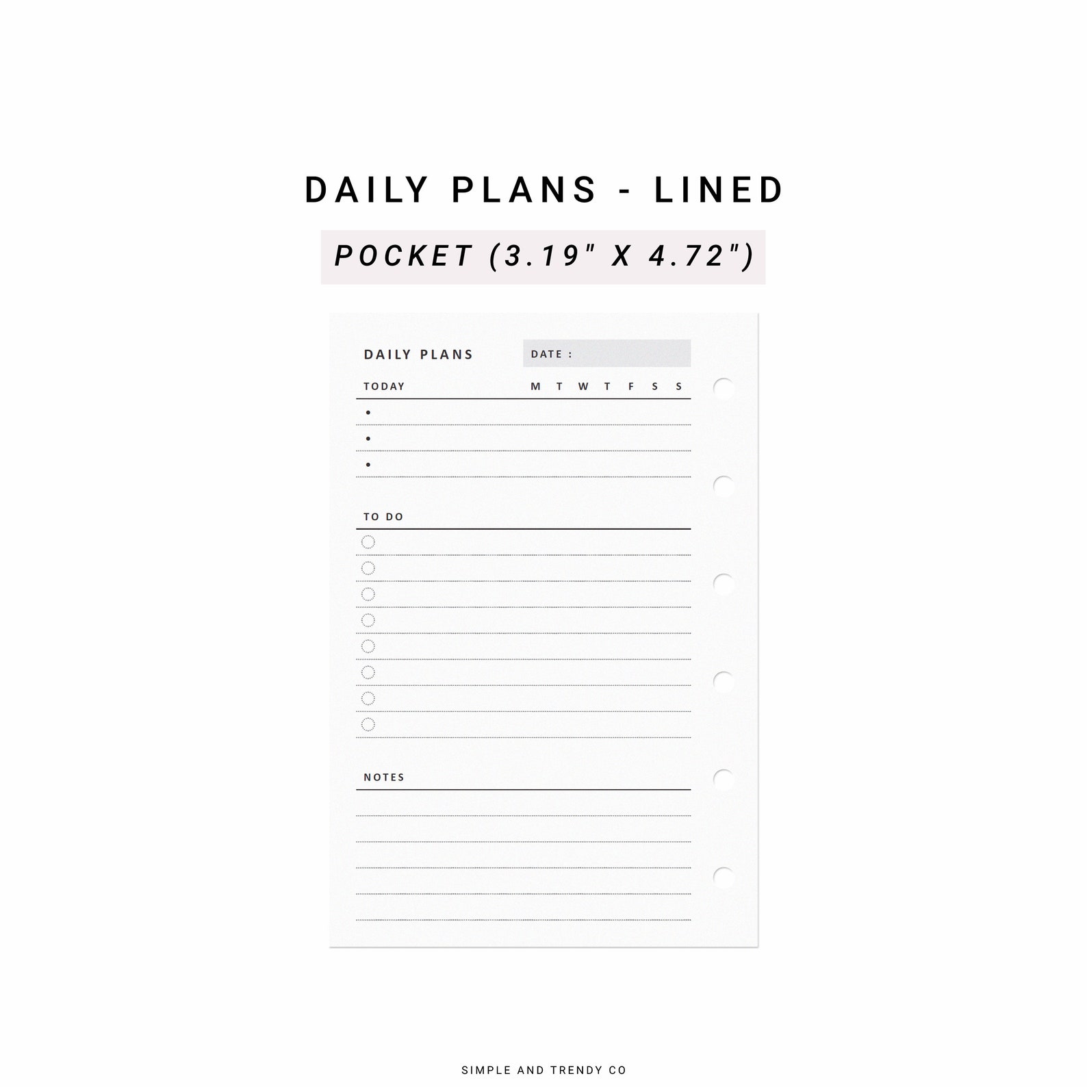 Daily Planner Printable Pocket Size Daily Organizer Daily Etsy