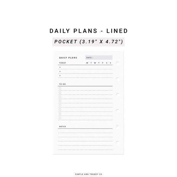 Daily Planner Printable Pocket Size, Daily Organizer, Daily Organiser, Daily Planner Template, Printable Daily Planners and Organizers PDF