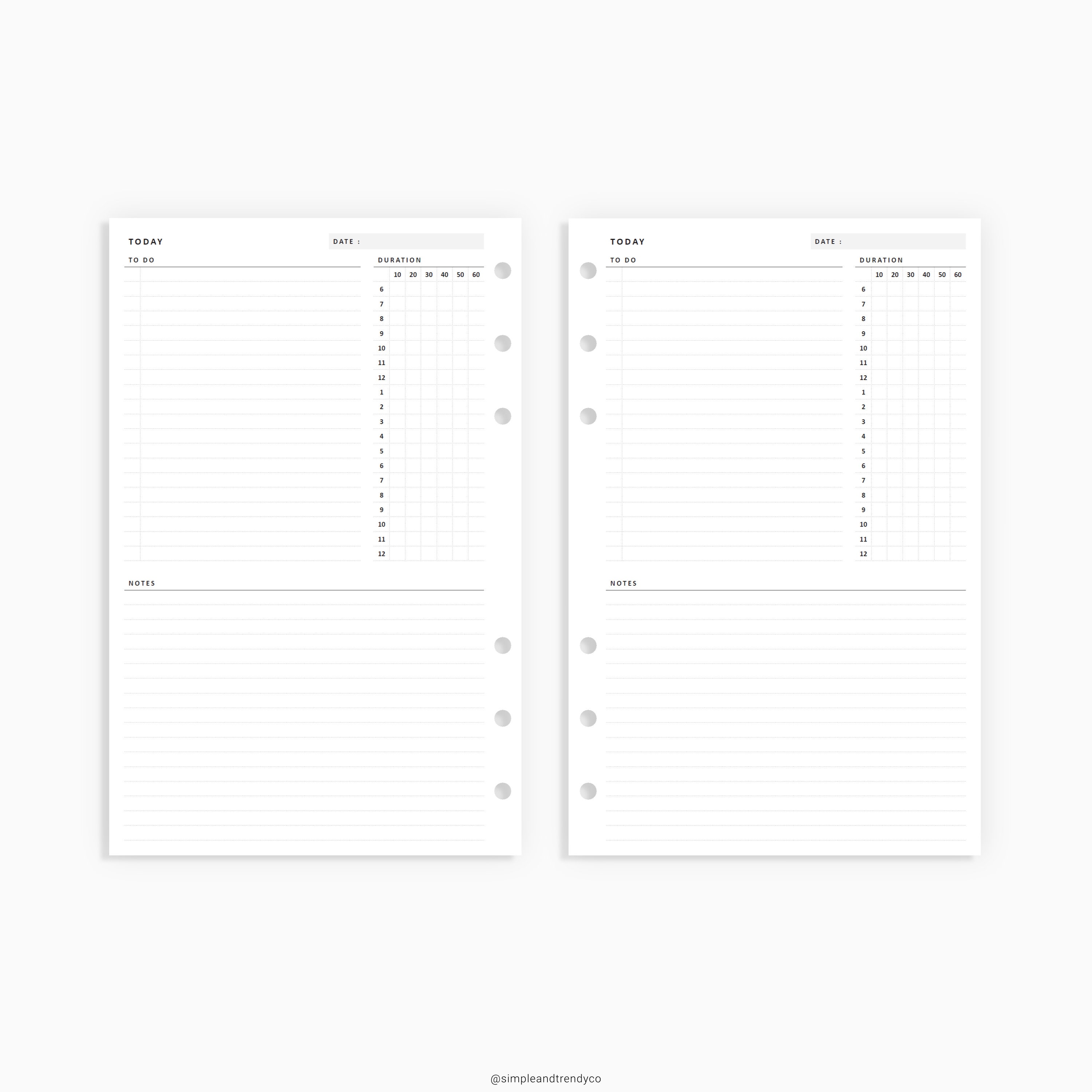 Daily Planner Printable Half size Half Letter Inserts Daily | Etsy